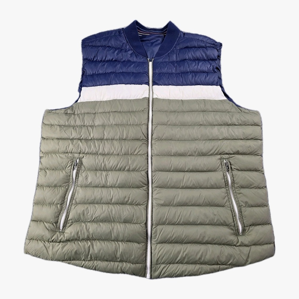 MARINE LAYER Mens Puffer Vest XL Vail Dusty‎ Olive Navy Reversible Down  $145